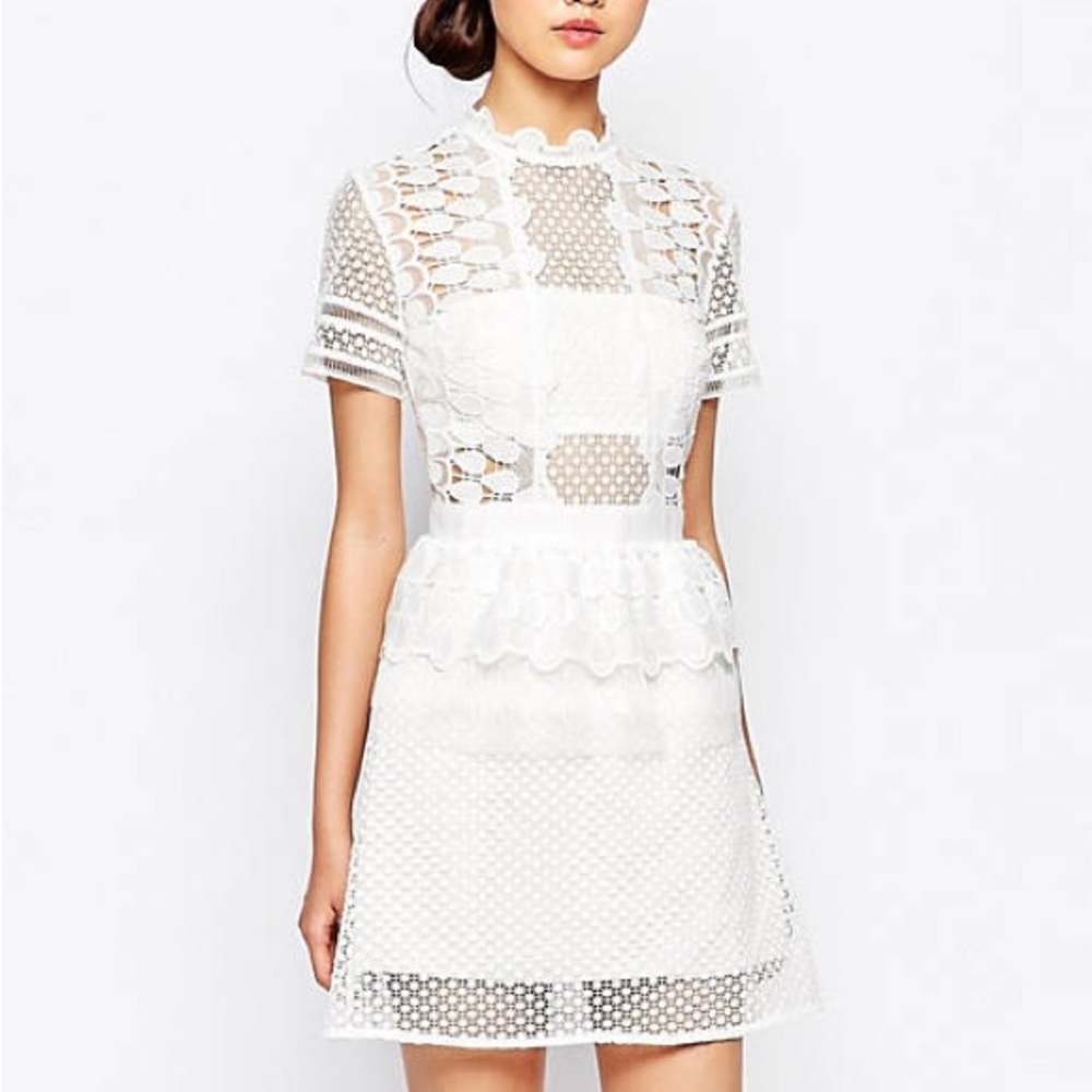 [SOLD] Self Portrait Sculptured Tier Drop Peplum Dress
